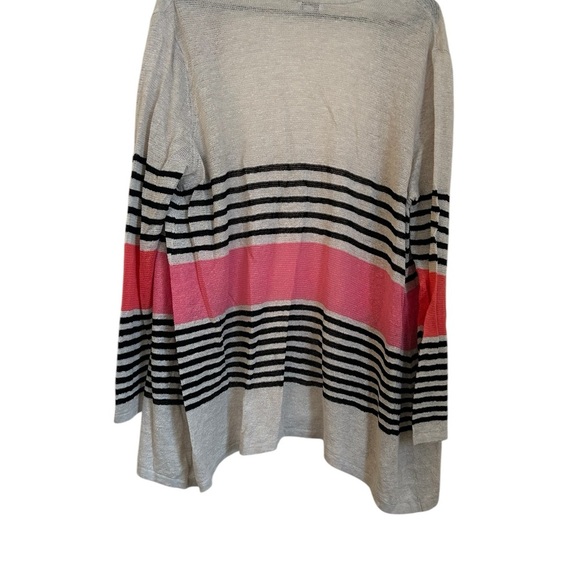 J Jill Long Cardigan Sweater Black and Punk Stripped Size L - Picture 5 of 7